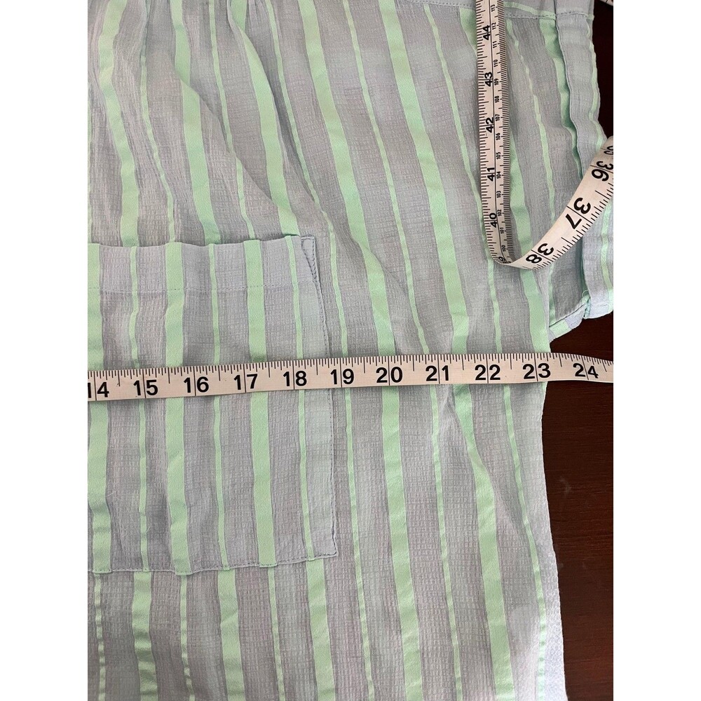 Maeve Anthropologie Shirt Womens Small Blue Green Stripe Henley Tunic Dolman - Picture 5 of 6